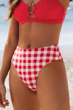 Charger l&#39;image dans la galerie, Bas de bikini taille haute vichy rouge
