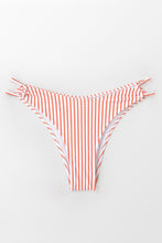 Charger l&#39;image dans la galerie, Bas de bikini ray¨¦ rose et blanc ¨¤ cordons 
