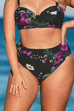 Charger l&#39;image dans la galerie, Bas de Bikini grande taille imprim¨¦ floral noir
