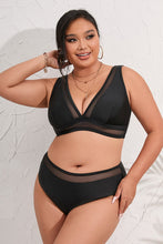 Charger l&#39;image dans la galerie, Bikini grande taille ¨¤ col en V et hipster taille haute
