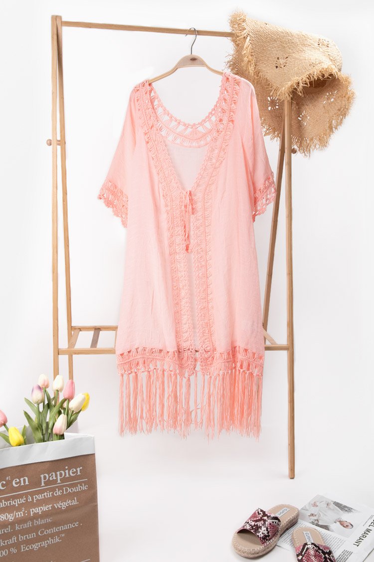 Kimono au crochet ouvert sur le devant