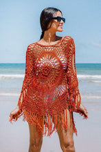Charger l&#39;image dans la galerie, Robe cover-up orange ¨¤ pampilles en crochet
