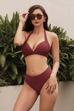 Charger l&#39;image dans la galerie, Bikini haut ¨¤ col en V et licou ¨¤ pois et hipster taille moyenne
