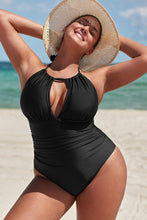 Charger l&#39;image dans la galerie, Maillot de bain une pi¨¨ce grande taille fronc¨¦ ¨¤ cordon noir
