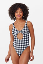 Charger l&#39;image dans la galerie, Maillot de bain une pi¨¨ce ¨¤ d¨¦coupes r¨¦tro vichy avec n?ud 
