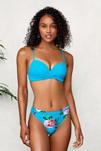 Charger l&#39;image dans la galerie, Bikini torsad¨¦ taille moyenne bleu imprim¨¦ floral 
