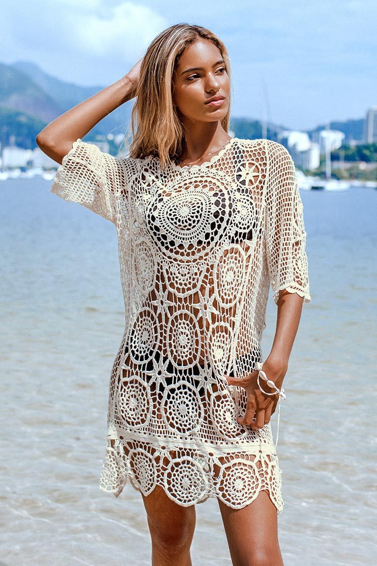 Cover up col en V blanc Boho