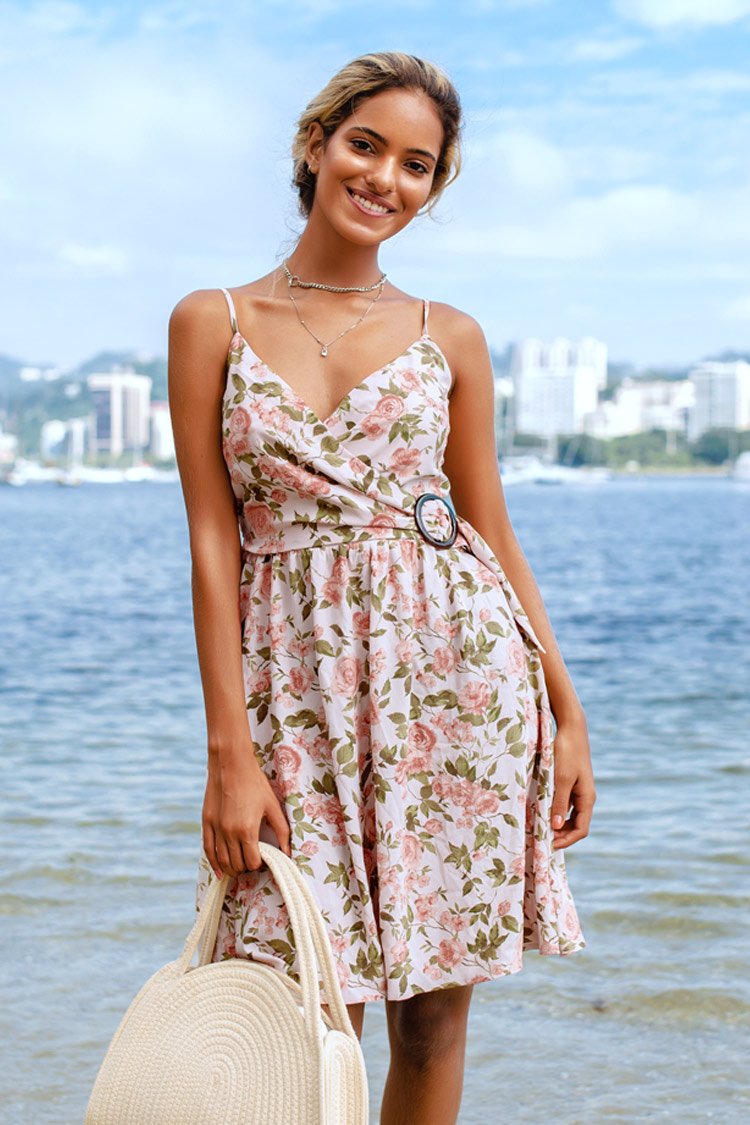 Robe portefeuille ¨¤ smocks imprim¨¦ floral 