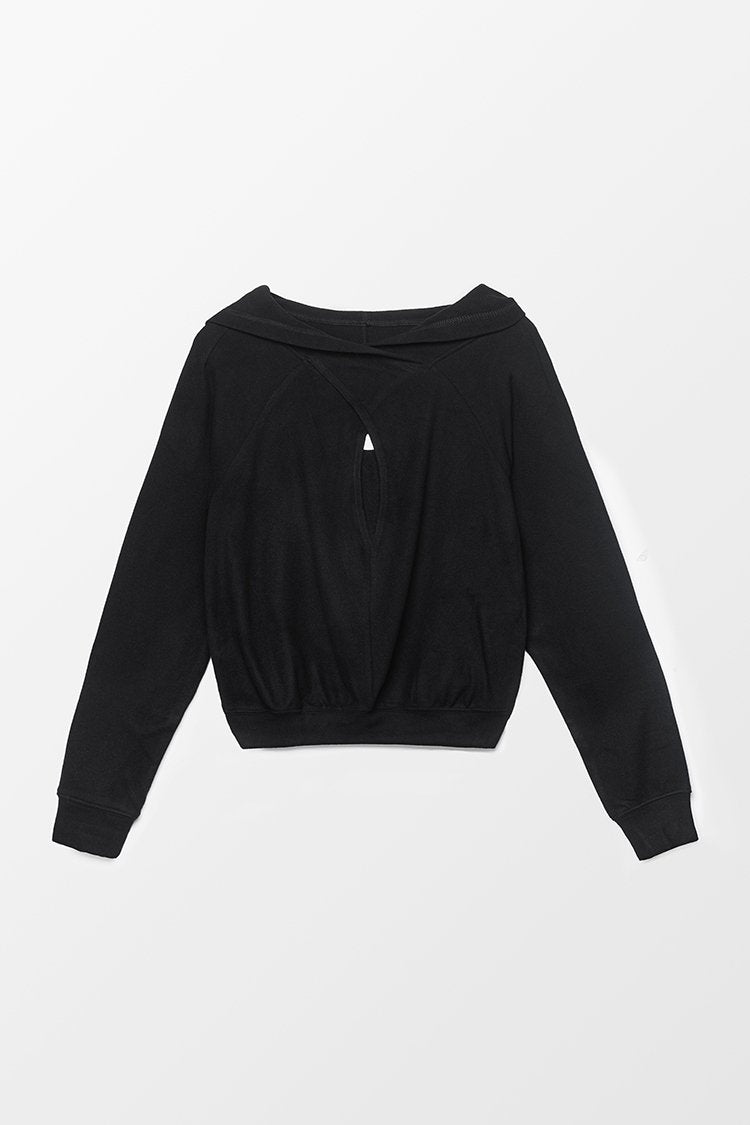 Sweat noir ¨¤ capuche avec d¨¦coupe sur le devant