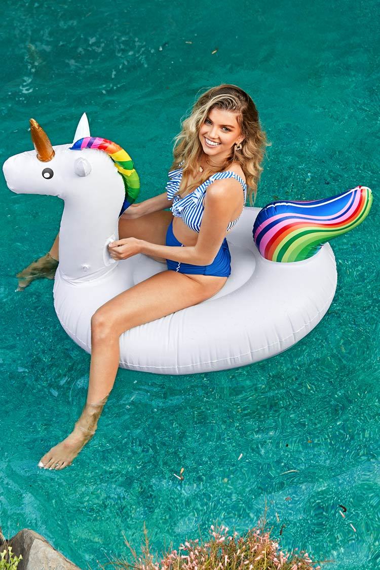 Flotteur de piscine avec anneau de natation motif licorne
