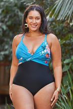 Charger l&#39;image dans la galerie, Maillot de bain une pi¨¨ce grande taille fronc¨¦ imprim¨¦ floral 
