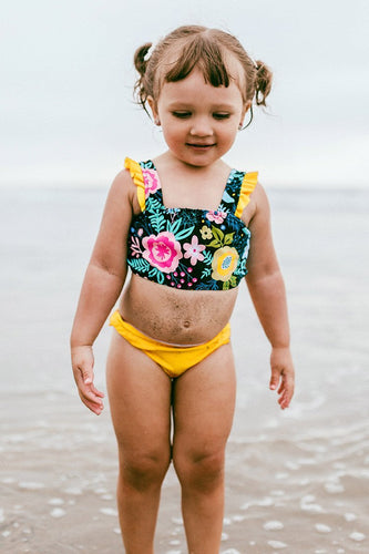 Bikini bandeau ¨¤ volants fleural pour filles 