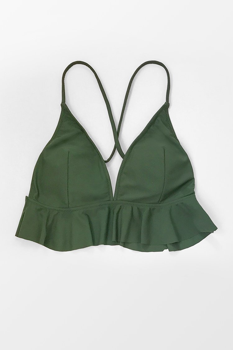 Haut de bikini ¨¤ volants vert