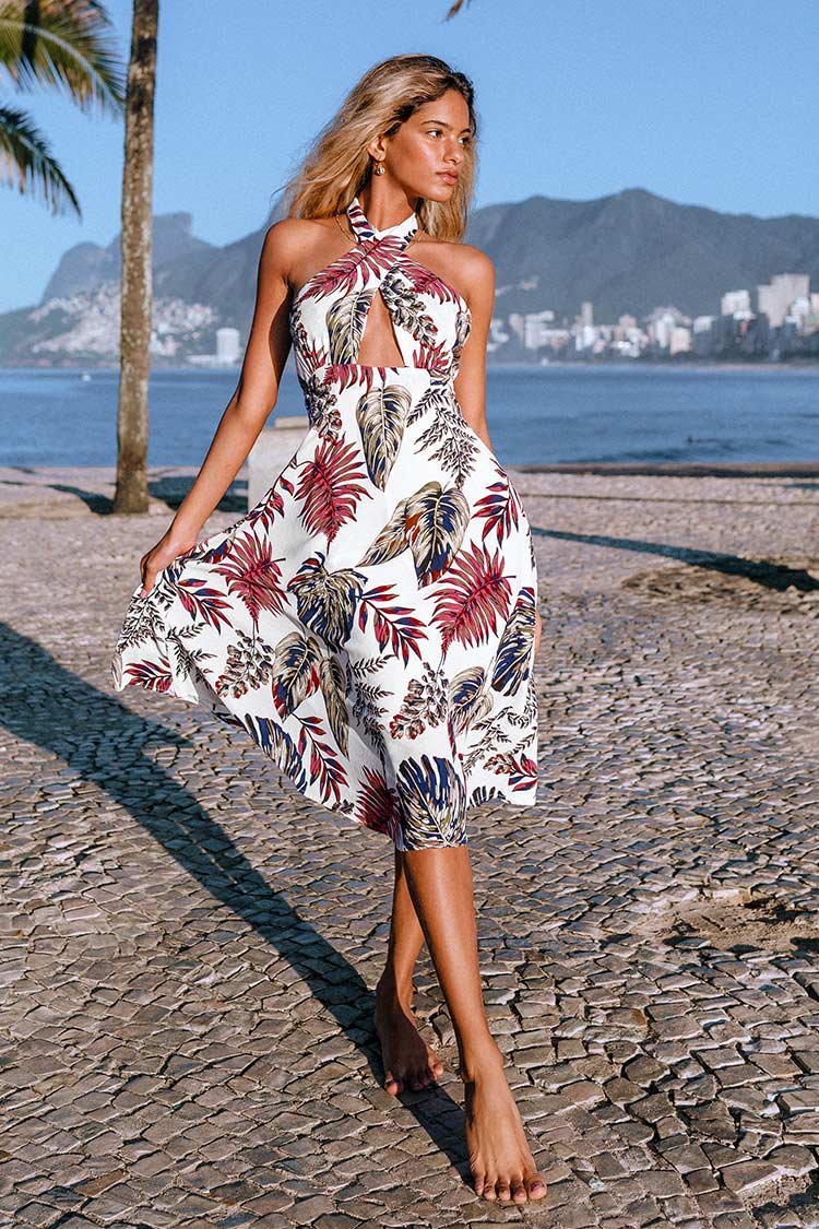 Robe dos nu imprim¨¦ tropical