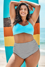 Charger l&#39;image dans la galerie, Bikini grande taille imprim¨¦ bleu ciel et chevron 
