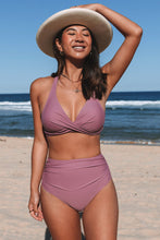 Charger l&#39;image dans la galerie, Bikini bralette taille haute ruch¨¦ d¡¯emballage ¨¤ col licou
