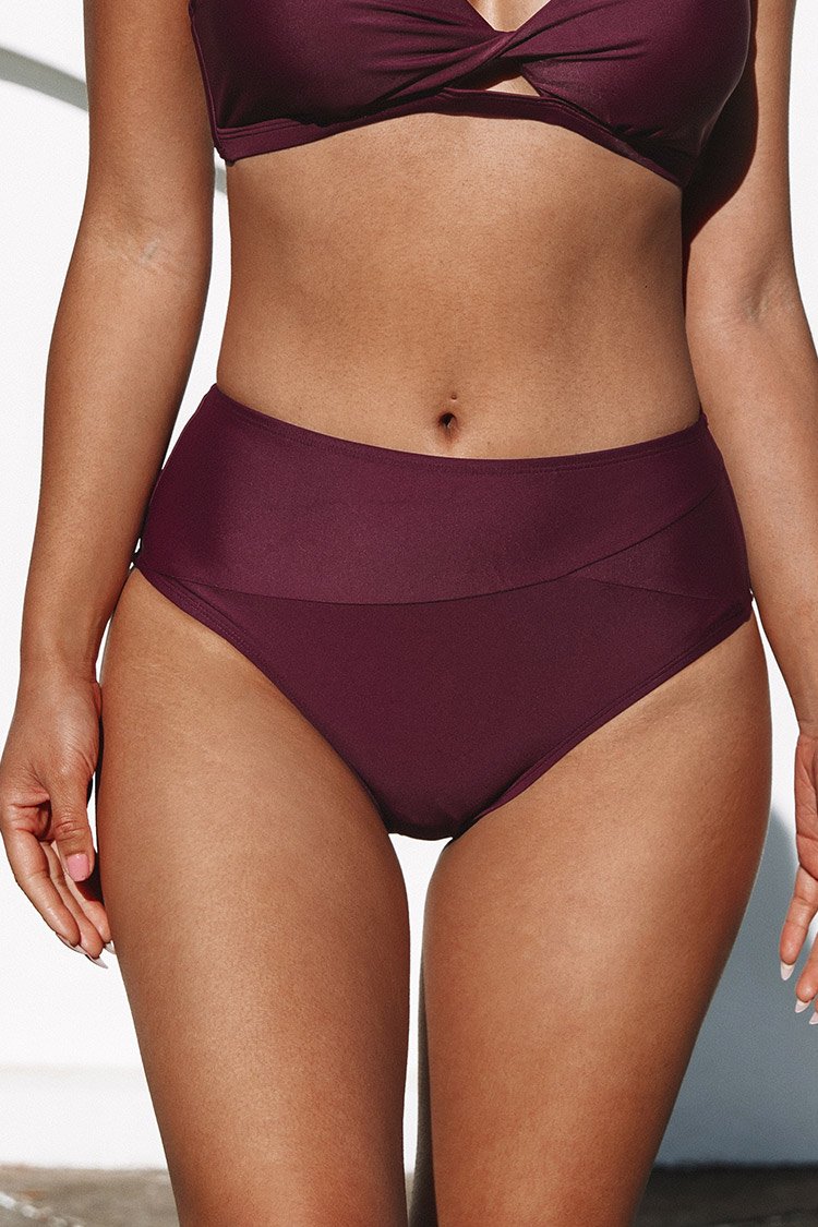 Bas de bikini taille haute pli¨¦