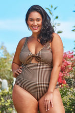 Charger l&#39;image dans la galerie, Maillot de bain une pi¨¨ce grande taille pied-de-poule 
