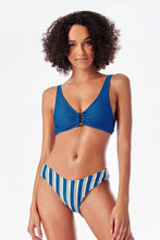 Charger l&#39;image dans la galerie, Bikini fil en U bleu et ray¨¦ 
