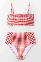 Charger l&#39;image dans la galerie, Bikini bandeau en vichy rouge
