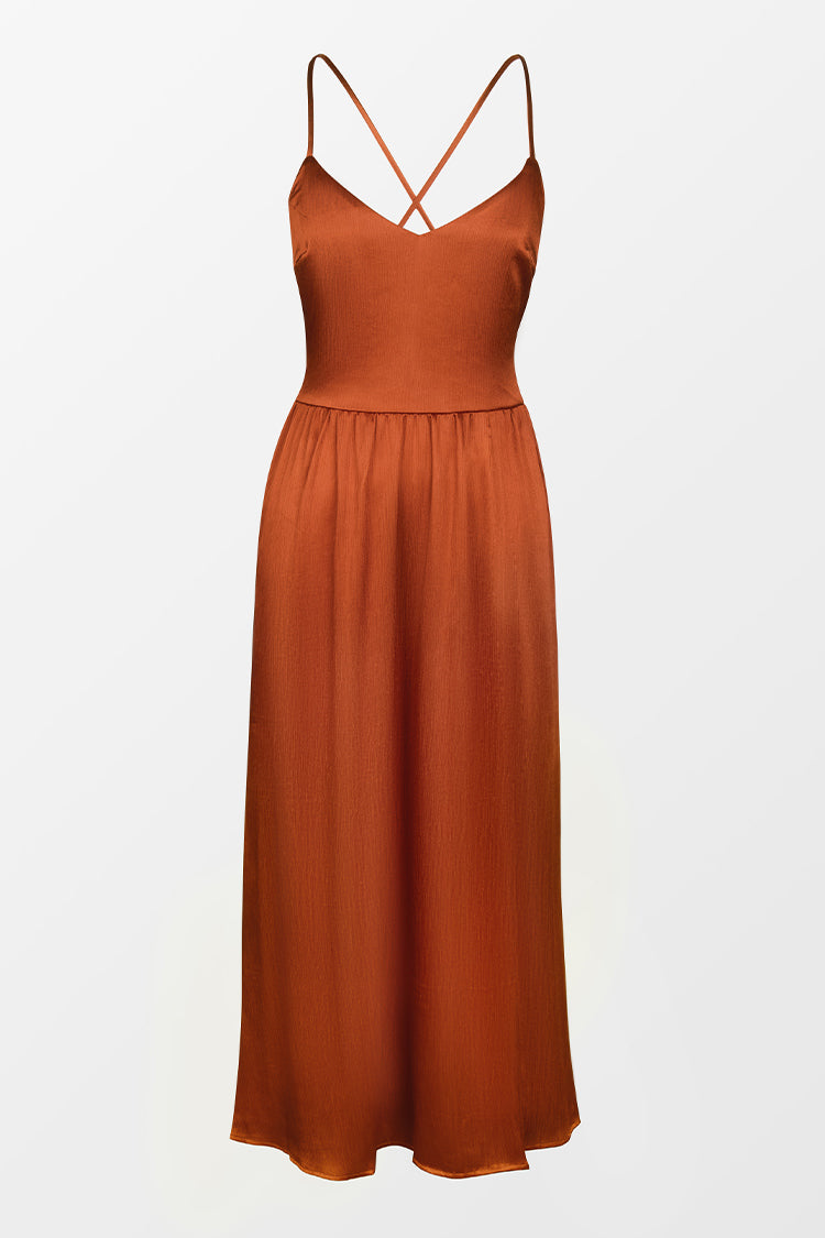 Robe trap¨¨ze dos nu ¨¤ taille ¨¦lastique