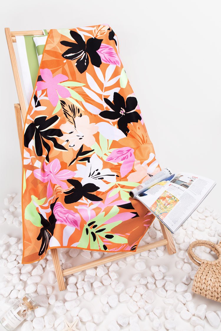 Serviette de plage imprim¨¦ floral et feuilles Tiki Bar