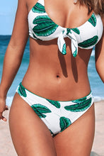 Charger l&#39;image dans la galerie, Bas de bikini taille basse r¨¦versible vert et imprim¨¦ feuilles
