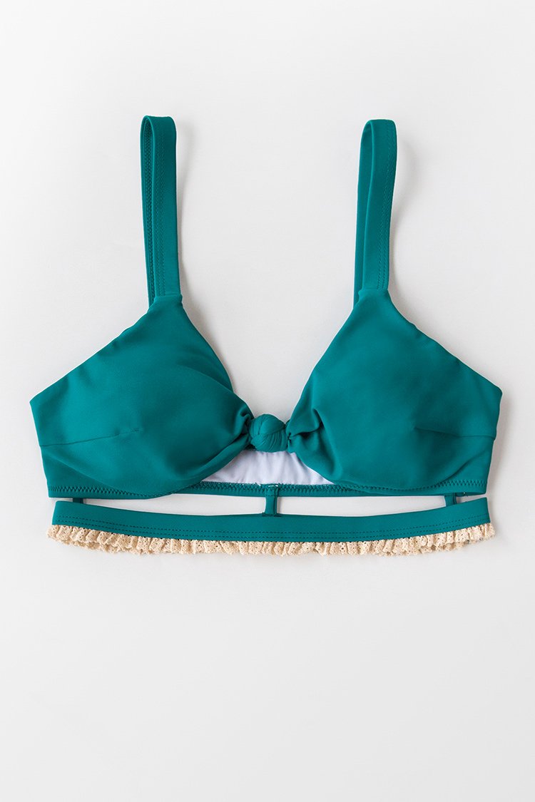 Haut de bikini ¨¤ volants nou¨¦ bleu 