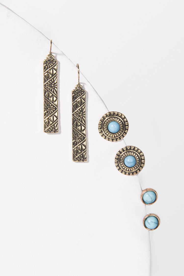 Boucles d'oreilles ¨¤ imprim¨¦ g¨¦om¨¦trique boh¨¨me