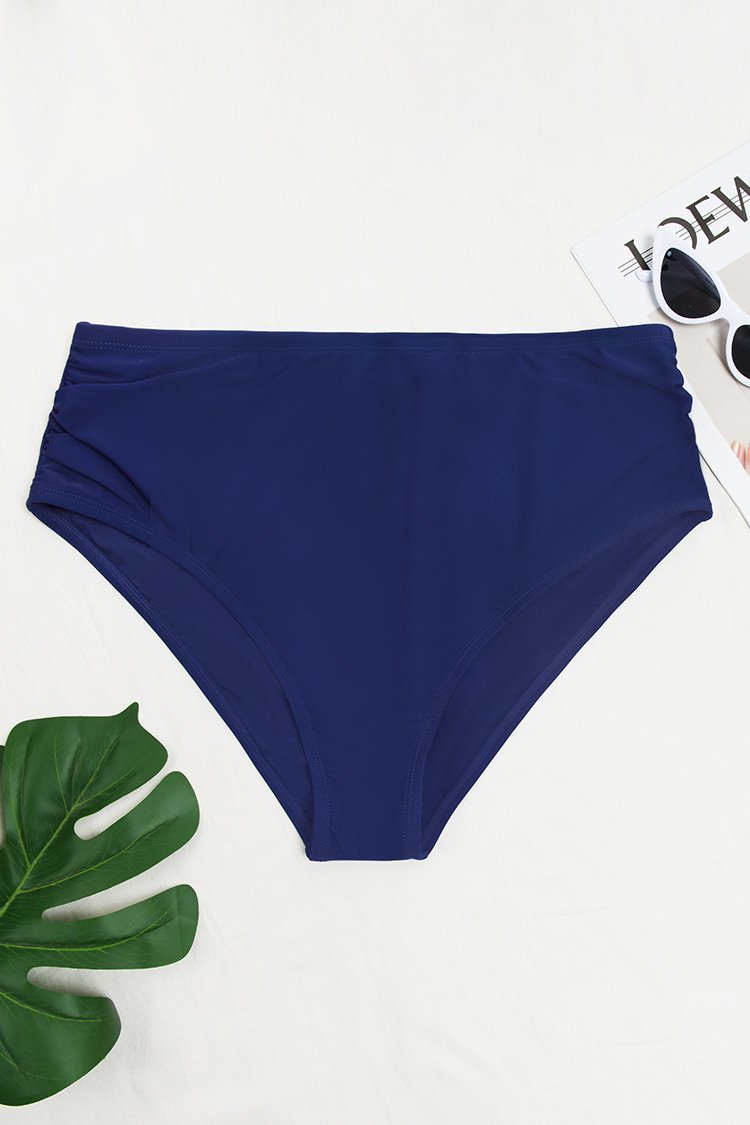 Bas de bikini grande taille taille haute fronc¨¦ sur les c?t¨¦s