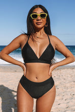 Charger l&#39;image dans la galerie, Bikini bralette taille haute ¨¤ bandes nou¨¦ dans le dos
