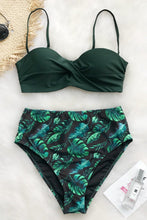 Charger l&#39;image dans la galerie, Bikini push up taille haute imprim¨¦ feuilles vert
