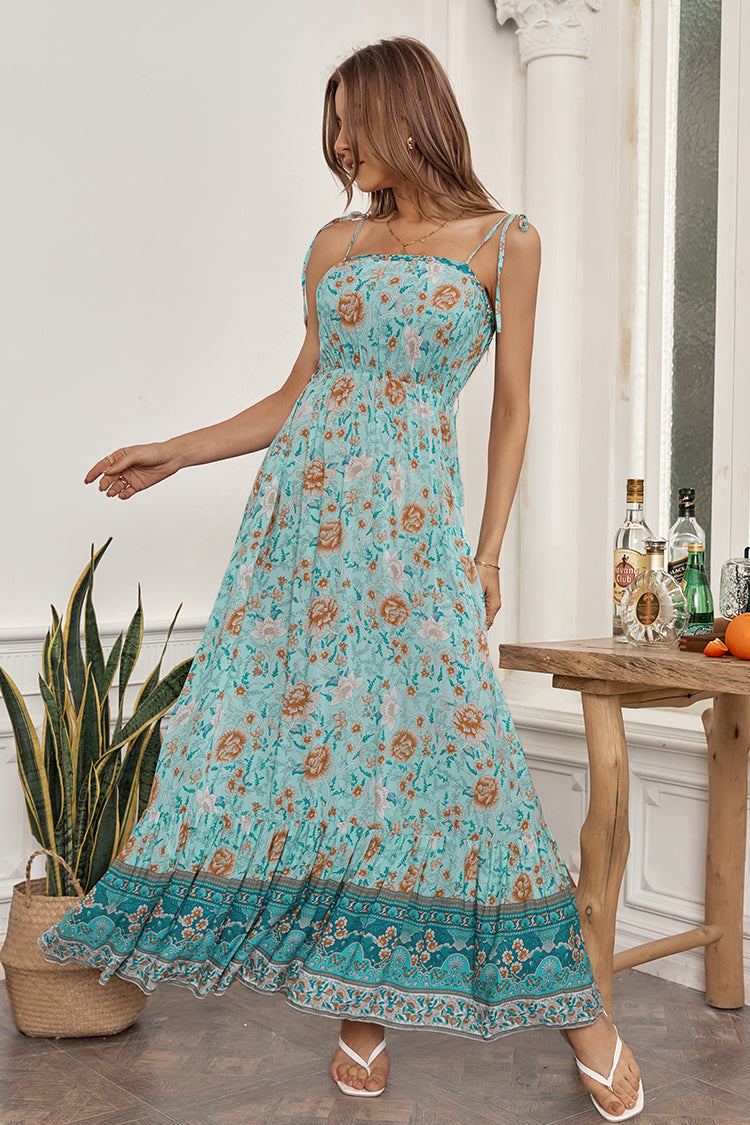 Robe trap¨¨ze boho sans manches ¨¤ nouer