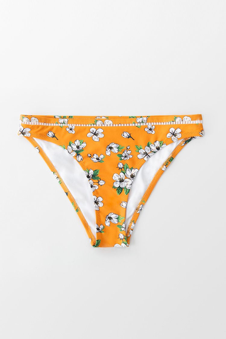 Bas de bikini imprim¨¦ floral jaune 