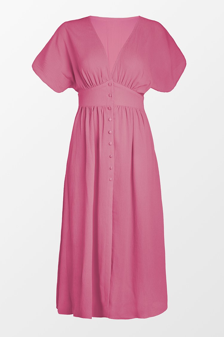 Robe maxi ¨¤ col en V avec fronces sur le devant