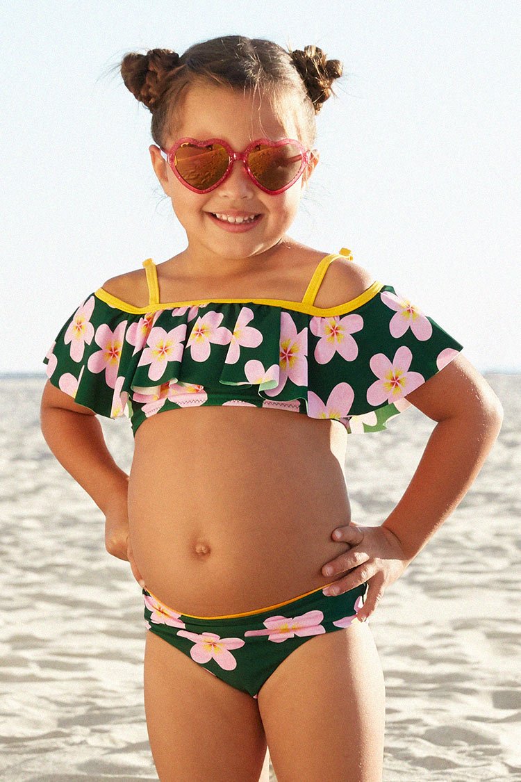 Bikini ¨¤ volants ¨¤ ¨¦paules d¨¦nud¨¦es pour filles 