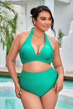Charger l&#39;image dans la galerie, Bikini ¨¤ nouer au dos taille haute ¨¤ col licou grande taille

