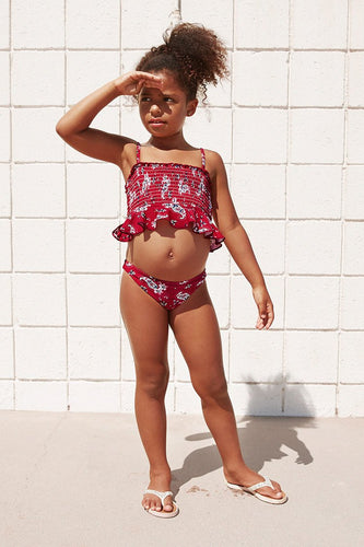 Bikini smock¨¦ ¨¤ volants pour filles 