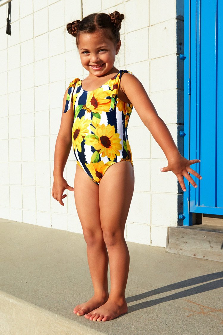 Maillot de bain une pi¨¨ce imprim¨¦ tournesol pour filles