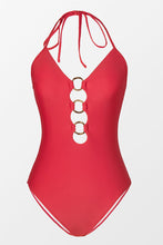 Charger l&#39;image dans la galerie, Maillot de bain une pi¨¨ce couleur unie avec anneau sur le devant
