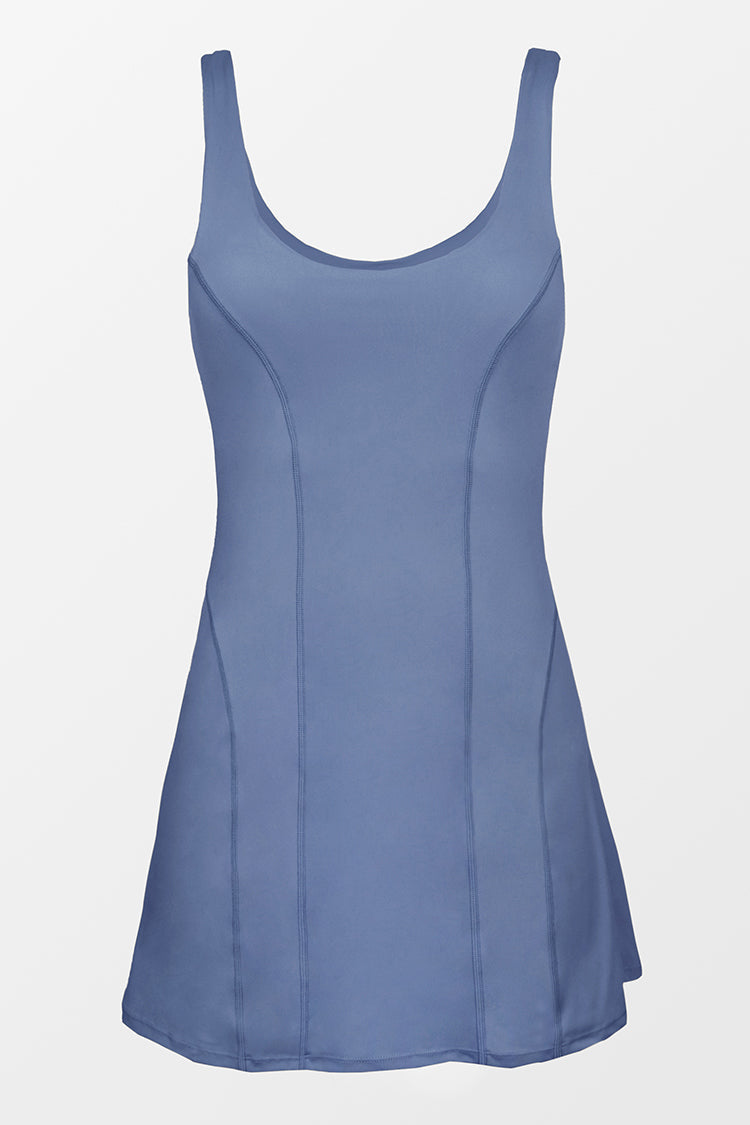 Combishort bleu ¨¤ maintien moyen ¨¤ col en U