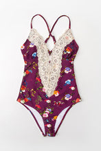 Charger l&#39;image dans la galerie, Maillot de bain une pi¨¨ce ¨¤ lacer et col plongeant floral
