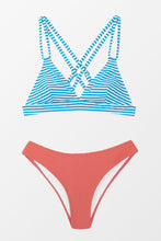 Charger l&#39;image dans la galerie, Bikini triangle ray¨¦ et crois¨¦ en p¨ºche

