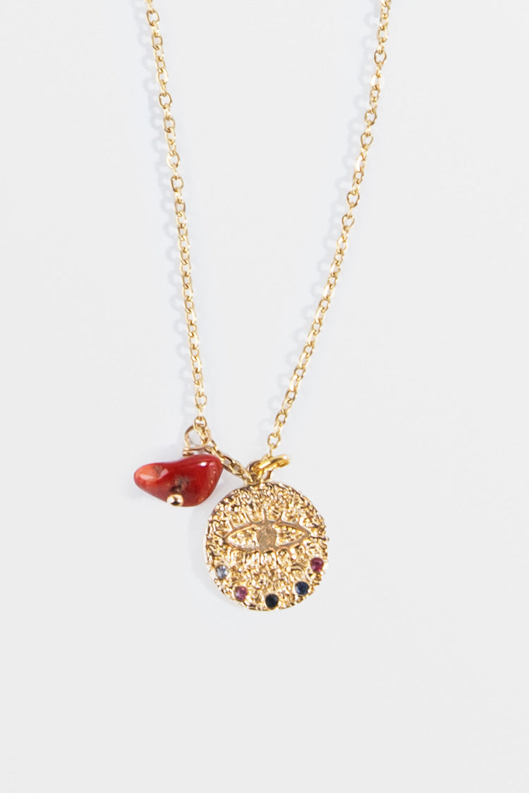 Collier rouge ¨¤ imprim¨¦ g¨¦om¨¦trique