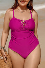 Charger l&#39;image dans la galerie, Maillot de bain une pi¨¨ce grande taille lac¨¦ et ruch¨¦

