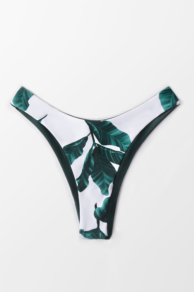 Bas de bikini ¨¦chancr¨¦ r¨¦versible imprim¨¦ feuilles 