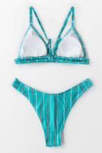 Charger l&#39;image dans la galerie, Bikini taille basse triangle ray¨¦ bleu 
