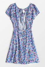 Charger l&#39;image dans la galerie, Robe courte dos nu bleue imprim¨¦ floral 
