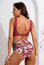 Charger l&#39;image dans la galerie, Bikini bralette ¨¤ emballage et taille haute ruch¨¦ floral
