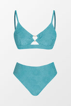 Charger l&#39;image dans la galerie, Bikini hipster taille moyenne avec bralette ¨¤ anneau en c?ur floral vert
